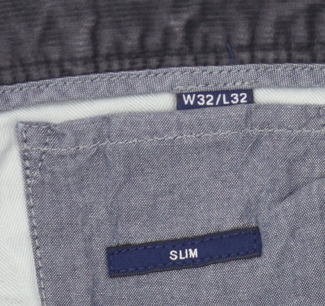 GANT Men's Grey Slim Corduroy Trousers W32