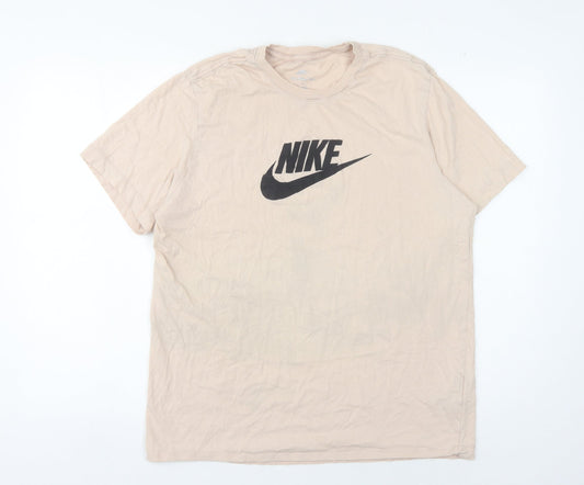 Nike Unisex Beige Cotton T-Shirt, S - Casual Basic Style