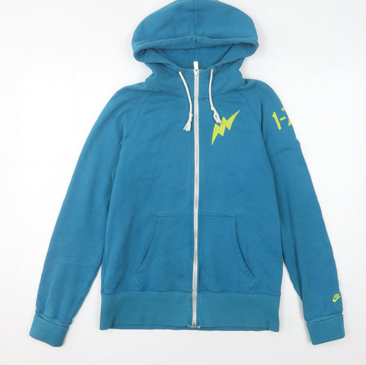 Unisex Adults UK L Regular Nike Blue Full Zip Hoodie