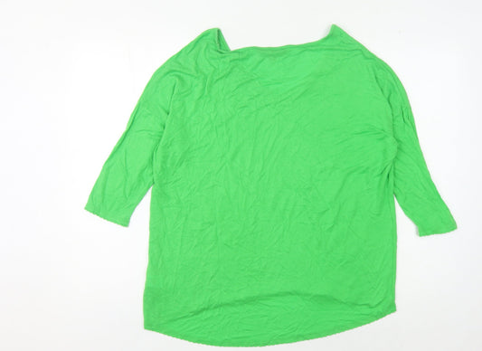 French Connection Green V-Neck Women's Top - S 3/4 Sleeve
