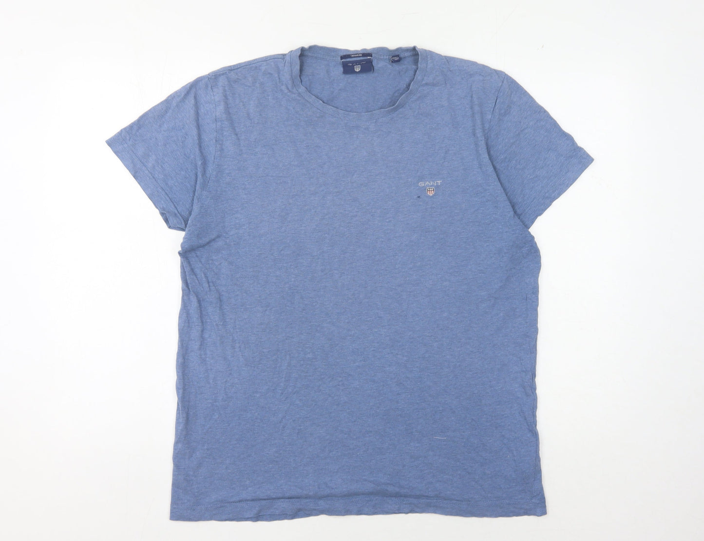 Gant Men's Blue Cotton Logo T-Shirt, Size M, Regular Fit
