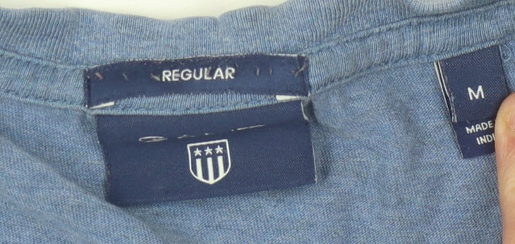 Gant Men's Blue Cotton Logo T-Shirt, Size M, Regular Fit