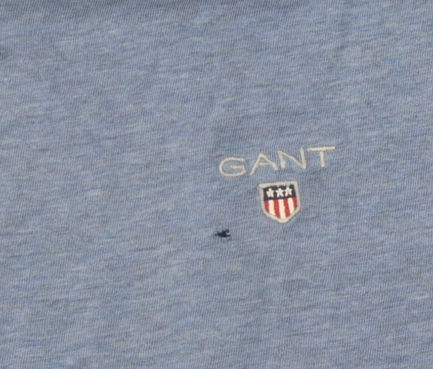 Gant Men's Blue Cotton Logo T-Shirt, Size M, Regular Fit