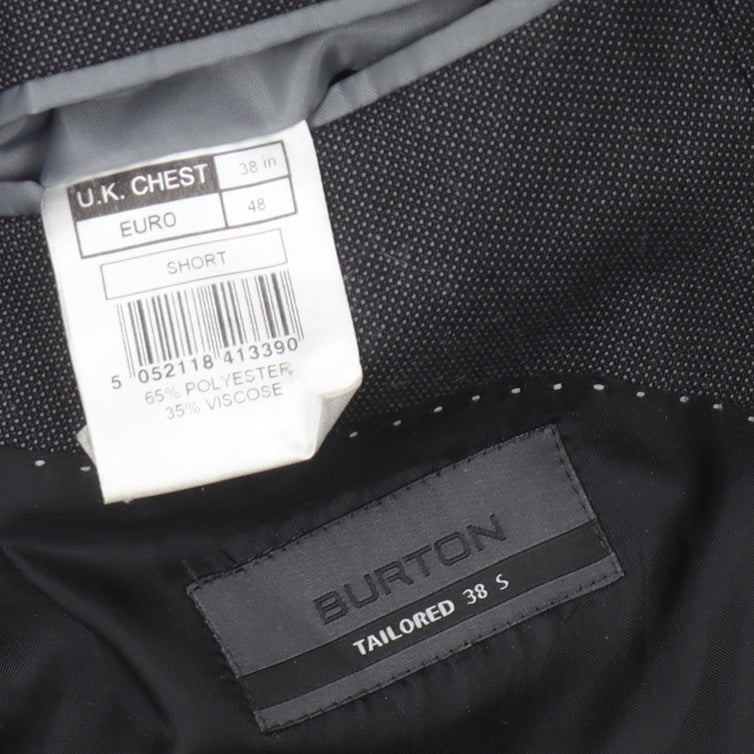 Close-up detail of Burton Men's Grey Tailored Blazer 38 Short Formal