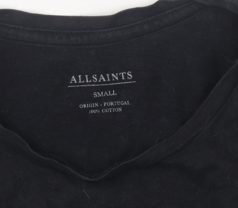 AllSaints Men's Black S Cotton Crew Neck T-Shirt