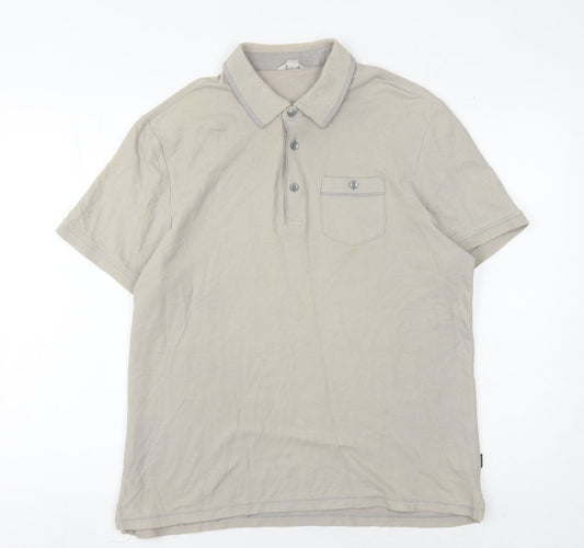 Calvin Klein Men's Beige Polo Shirt L, Casual Button-Down