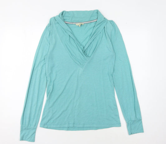 FatFace Women's Blue Cowl Neck Long Sleeve T-Shirt Size 14