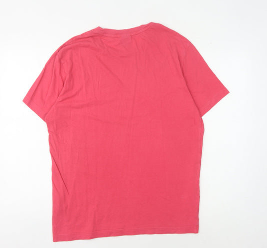 Champion Men's Red Crew Neck T-Shirt, Size L, Logo Accent