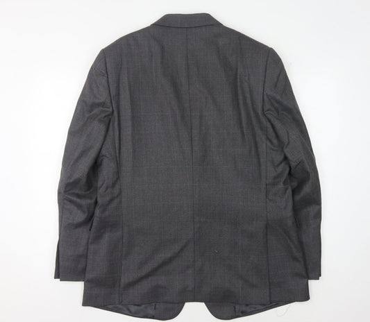 Jaeger Men's Grey Wool Blazer, Size 44S, Classic Jacket