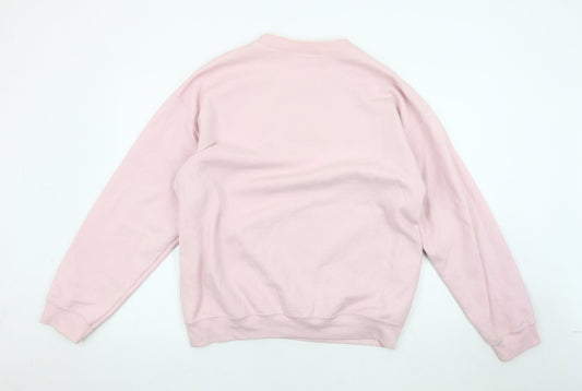 G&G Unisex Pink Striped Sweatshirt L Fleece Logo