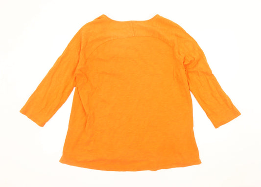 Jaeger Women’s Orange 3/4 Sleeve Cotton Shirt L