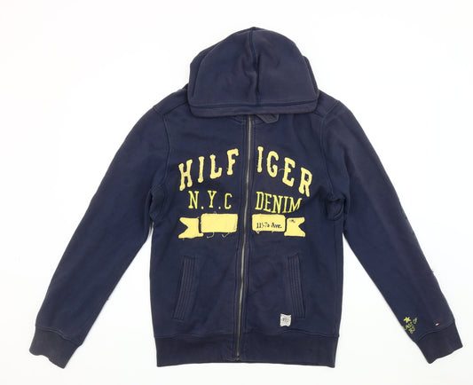 Hilfiger Men's Blue Hooded Jacket Size S