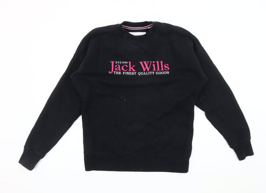 Jack Wills Women's Black Pullover Sweatshirt Size 4