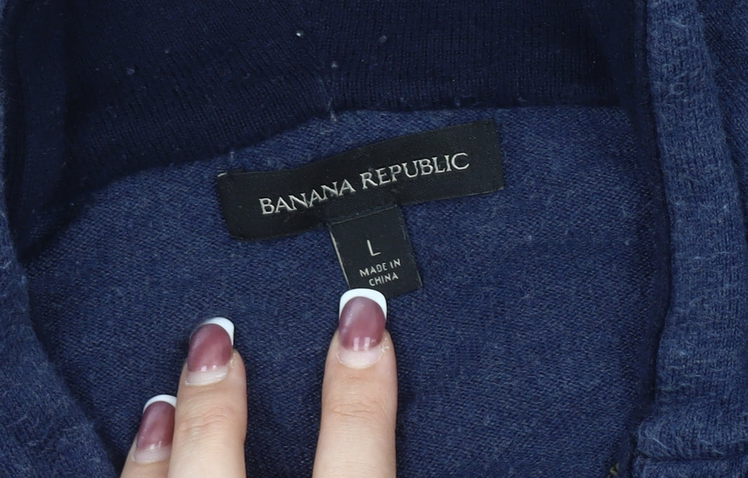 Banana Republic Men's Blue Hooded Jacket - L