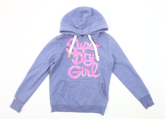 Womens UK M Regular Superdry Blue Pullover Hoodie
