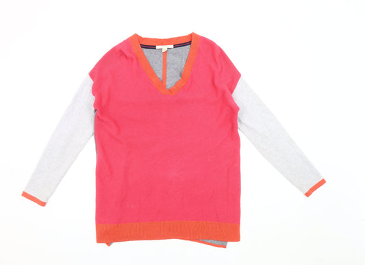 White Stuff Women's Multicoloured V-Neck Pullover Jumper Size 10