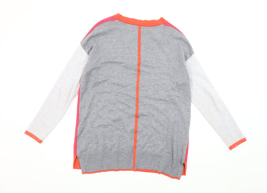 White Stuff Women's Multicoloured V-Neck Pullover Jumper Size 10