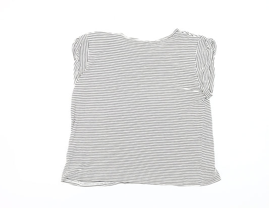 Lee Women's Black White Striped Sleeveless T-Shirt