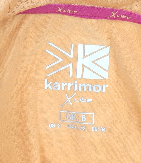 Brand and care label for Karrimor Women's Orange Running Jacket, size 6