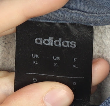 Adidas Unisex Blue XL Pullover Hoodie with Logo