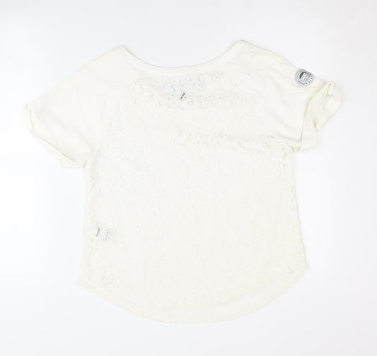 Womens UK Size XS SuperdryHyper Ivory Cotton Blend T-Shirt