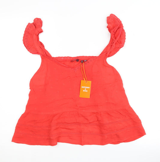 Superdry Women's Red Blouse Sleeveless Size 14 Viscose