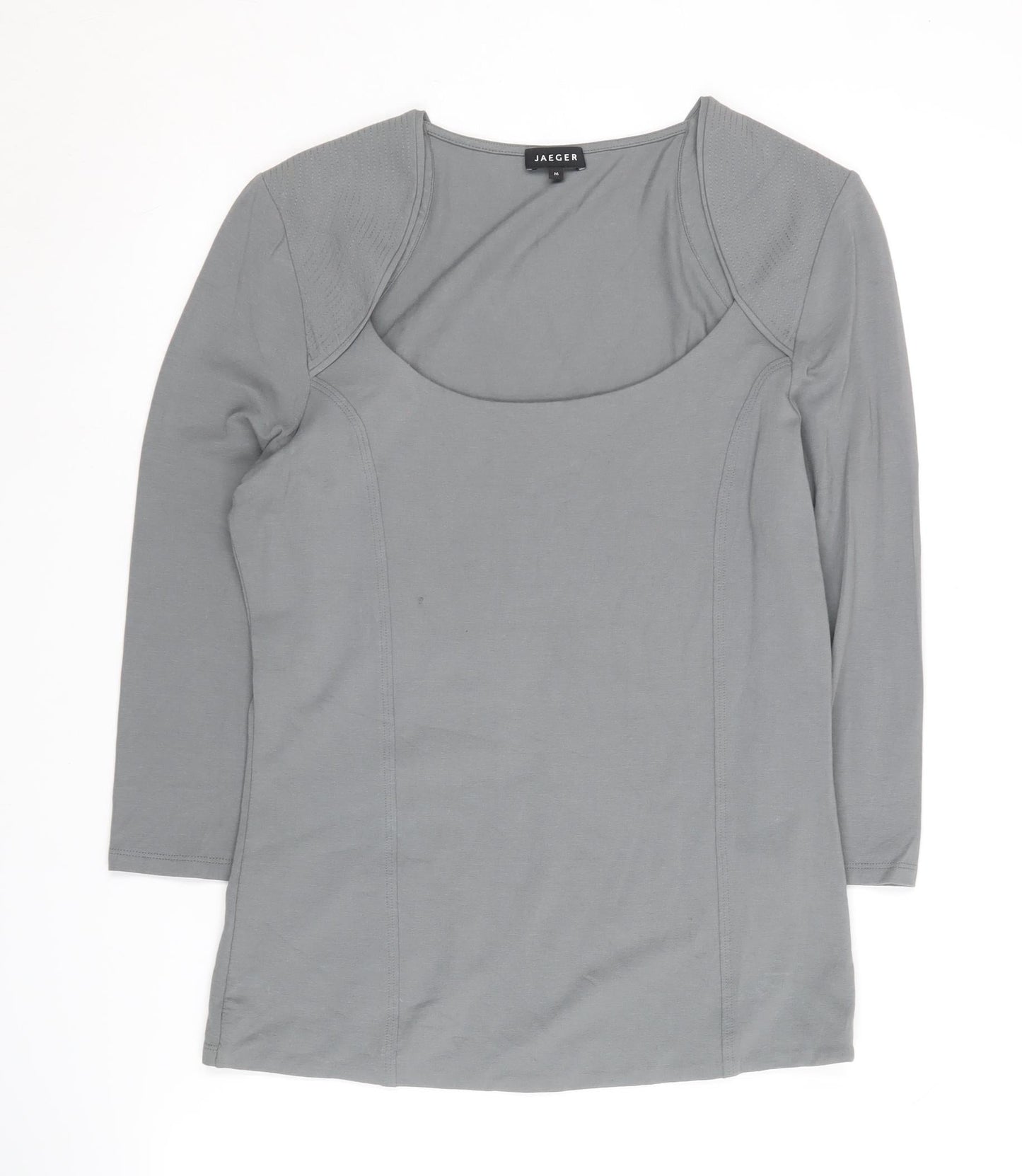 Jaeger Women's Grey Basic Medium Scoop Neck Top
