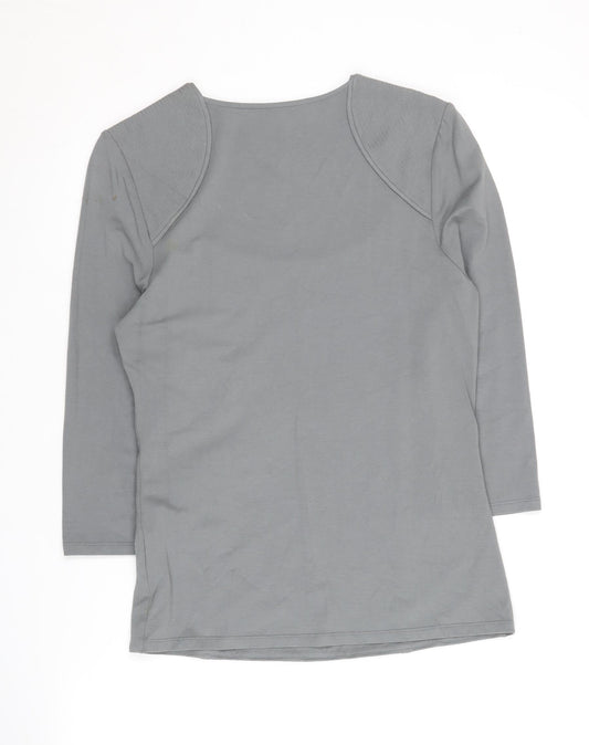 Jaeger Women's Grey Basic Medium Scoop Neck Top