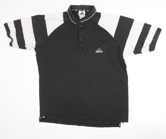 Adidas Men’s Black Striped Polo Shirt Large