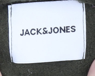 Jack & Jones Mens Green Pullover Hoodie Size M