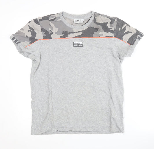 Unisex Adultss UK Size 8 adidas Grey Cotton T-Shirt
