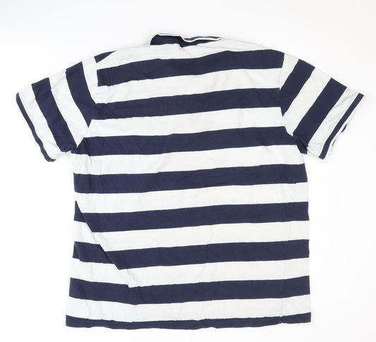 Lee Cooper Men's Blue Striped Polo Shirt 2XL