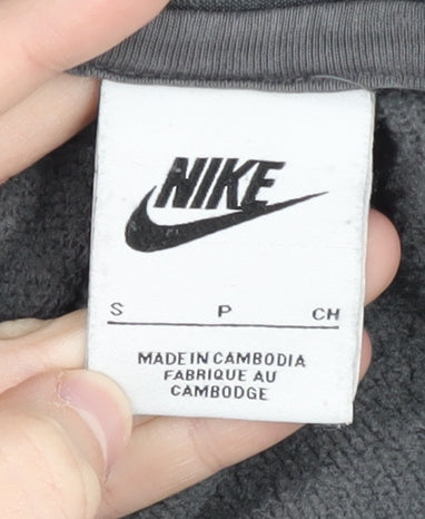 Nike Grey Pullover Hoodie S Unisex, Logo, Fleece, VG Condition