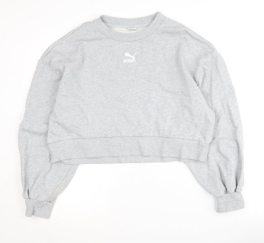 Puma Women's Grey Pullover Sweatshirt, Size 16, Logo Accent