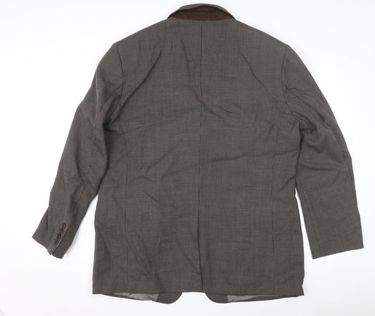 Marks and Spencer Men's Grey Wool Blazer, Size 44R Classic Check