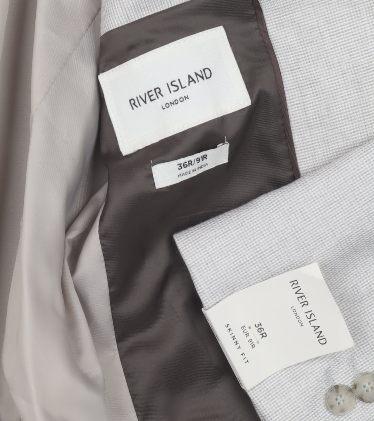 River Island Men's Grey Slim Fit Blazer 36R
