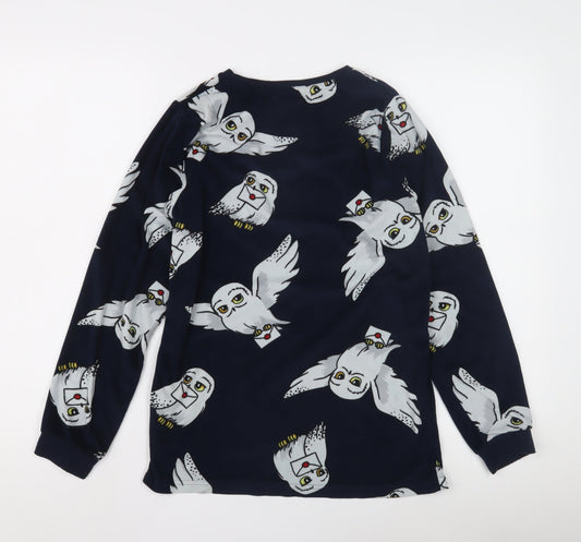 Harry Potter Blue Owl Print Women's Pyjama Top, Size 4