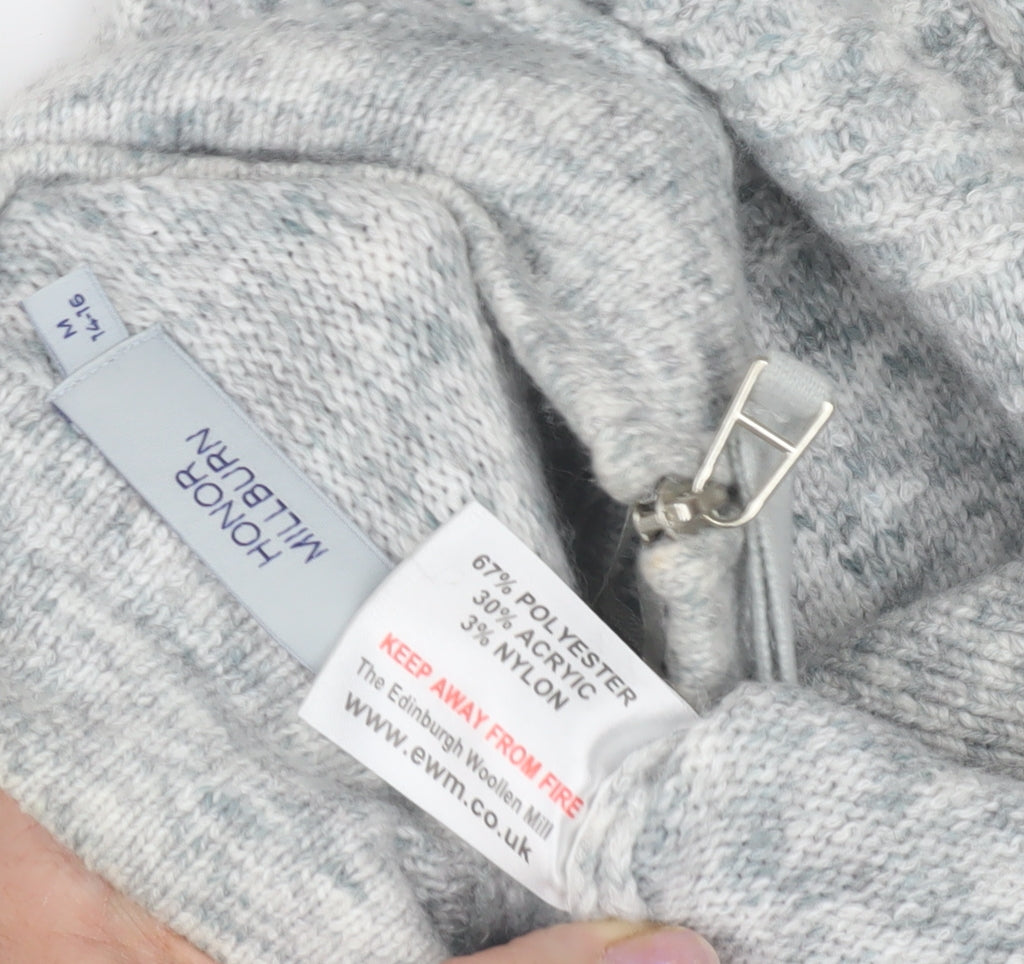 Close-up detail of Honor Millburn Women's Grey Knit Jacket, size 14