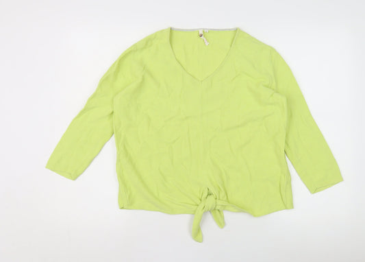 White Stuff Women's Green Cotton V-Neck Jumper Size 10