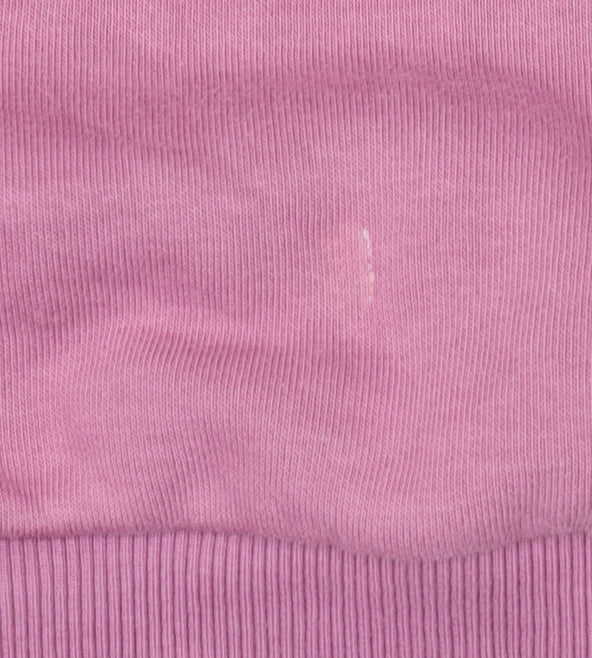 Brand and care label for Sonneti girls’ pink crew neck pullover sweatshirt, 12-13 years