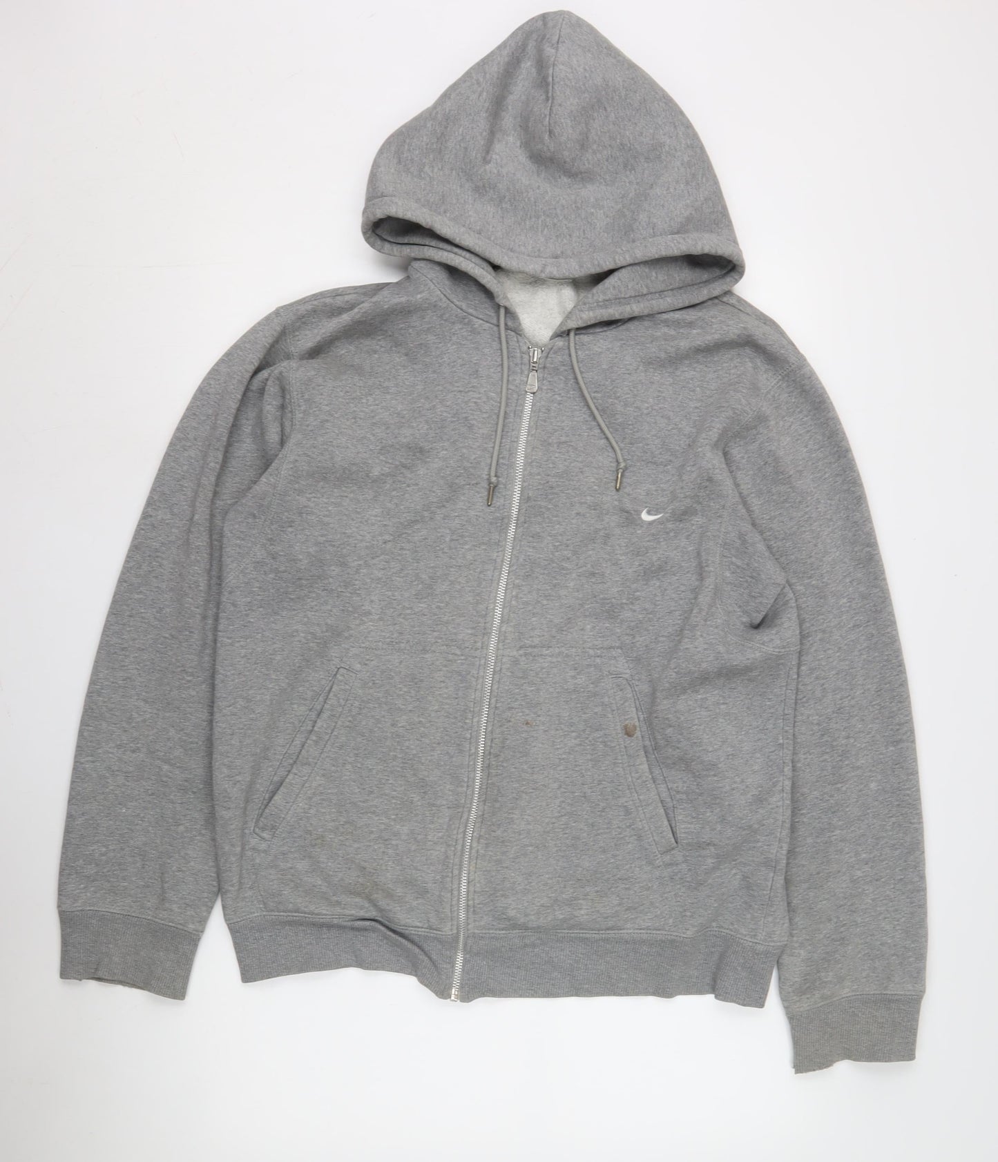 Nike Men's Grey Full Zip Hoodie, Size L, Logo Accents