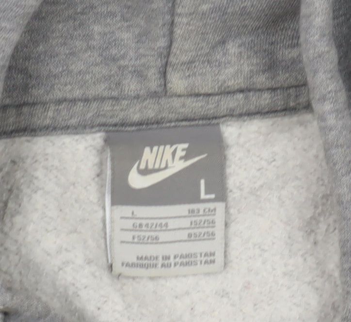 Nike Men's Grey Full Zip Hoodie, Size L, Logo Accents