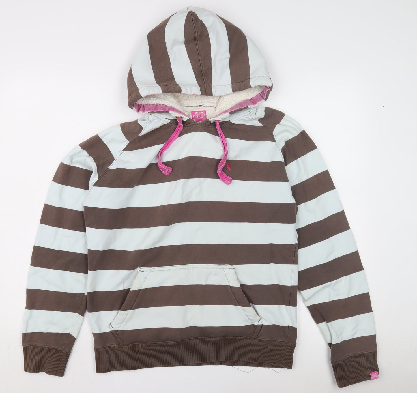 Joules Women's Striped Brown Ivory Hoodie Size 12