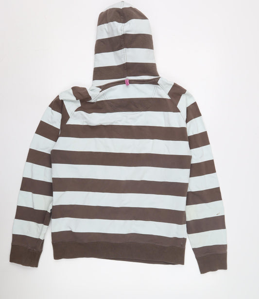 Joules Women's Striped Brown Ivory Hoodie Size 12