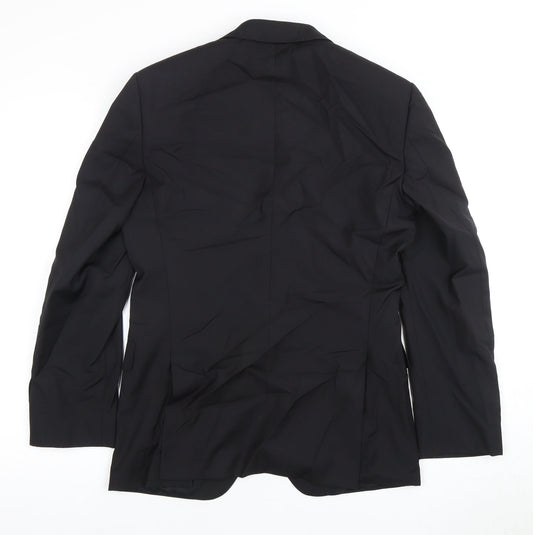 BOSS Men's Black Blazer, UK 46, Wool & Silk Jacket