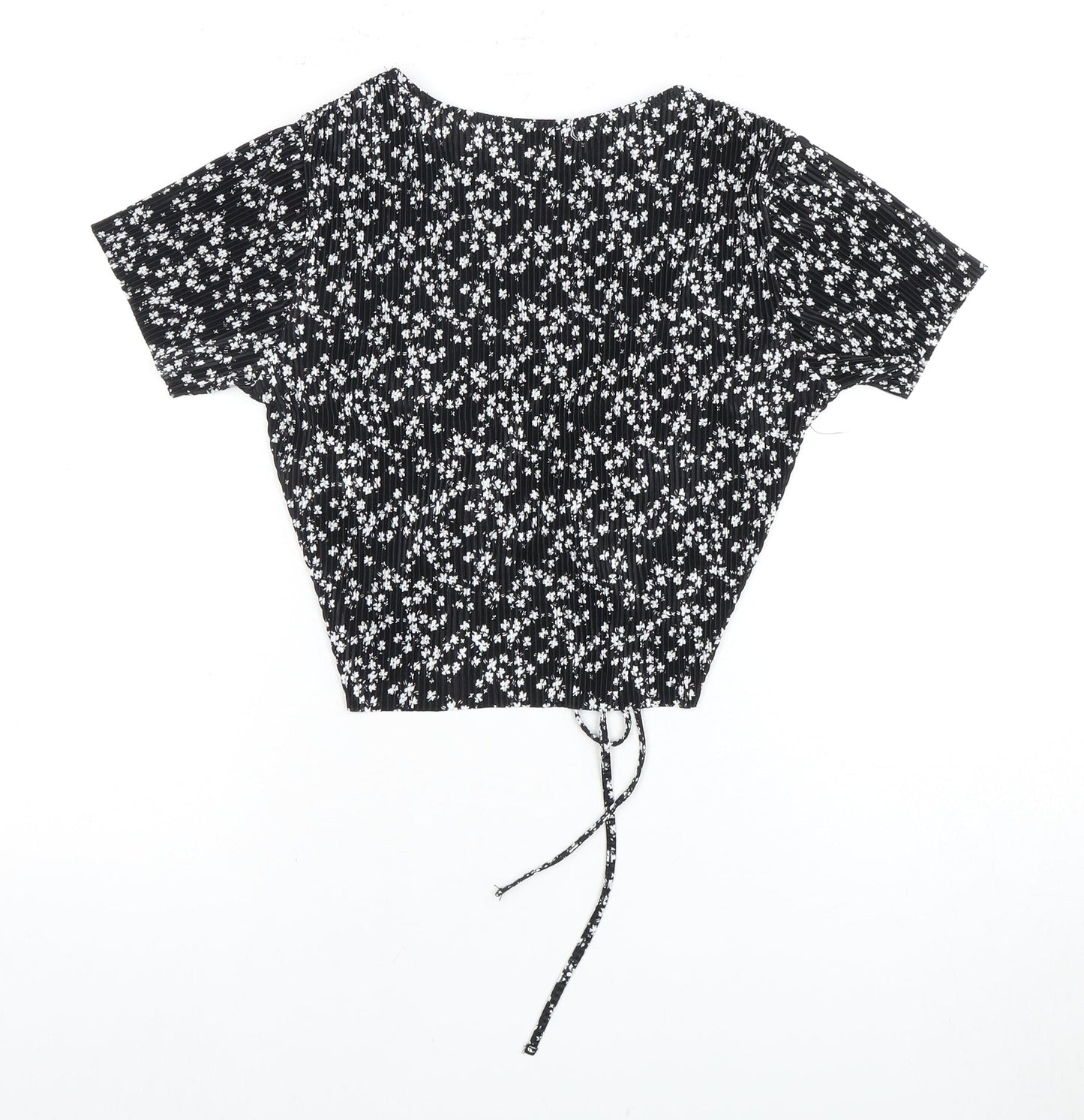 Pull&Bear Women's Black Floral Cropped Blouse Size 12