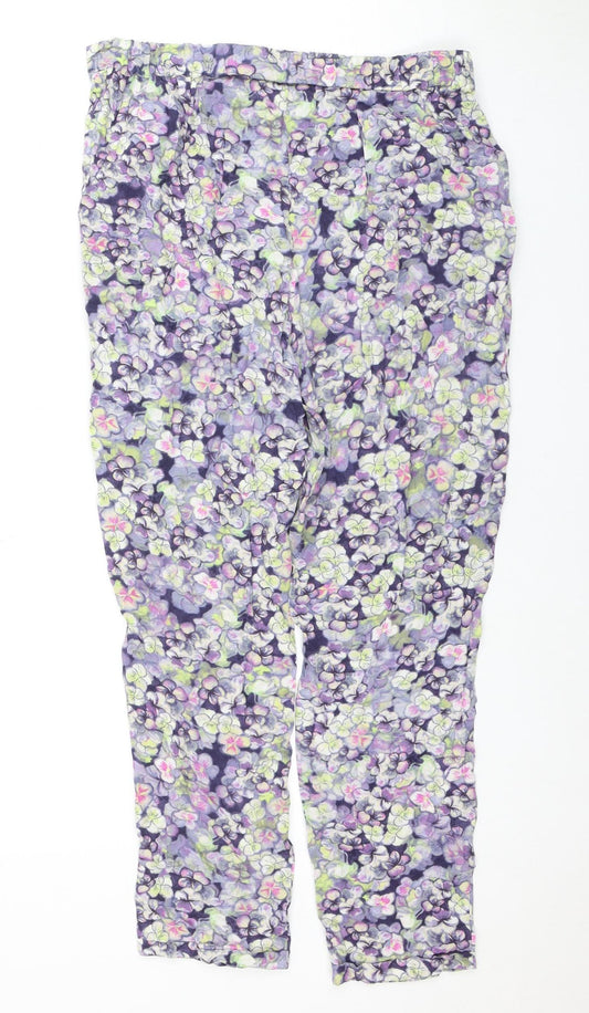 Warehouse Women's Multicoloured Floral Trousers Size 10