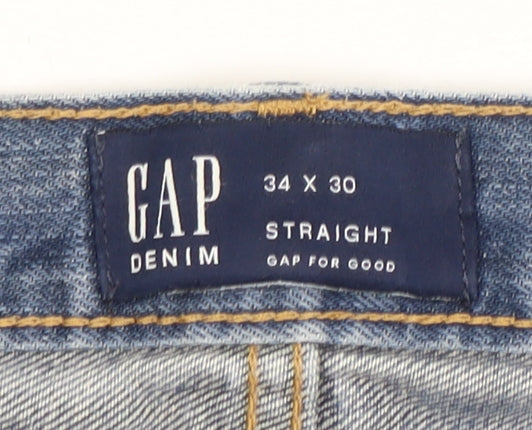 Gap Men's Blue Straight Jeans Size 34 - Denim Casual Wear