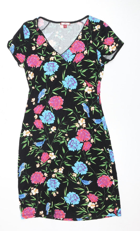 Joe Browns Women's Floral Dress, Black, Size 10, V-Neck, Short Sleeve