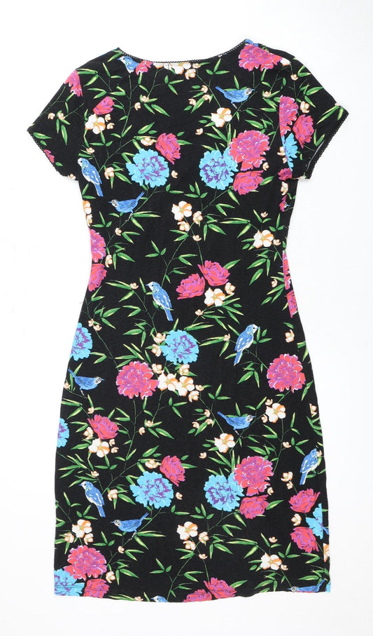 Joe Browns Women's Floral Dress, Black, Size 10, V-Neck, Short Sleeve